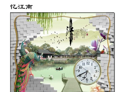 钟表装饰画电表箱闸盒开关箱遮挡液压画冰晶无框画立体钟表推拉