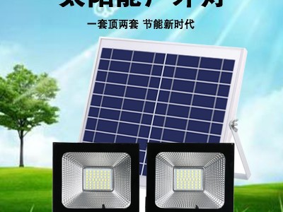 **欧仕美太阳能路灯 太阳能一拖二照明灯新款乡村一拖二LED太阳能照明灯投光灯户外防水光控遥控庭院灯路灯超大功率超亮