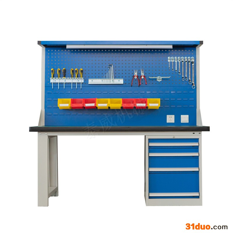 防静电工作台 四抽单边柜带组合挂板 适用于车间电子设备维修