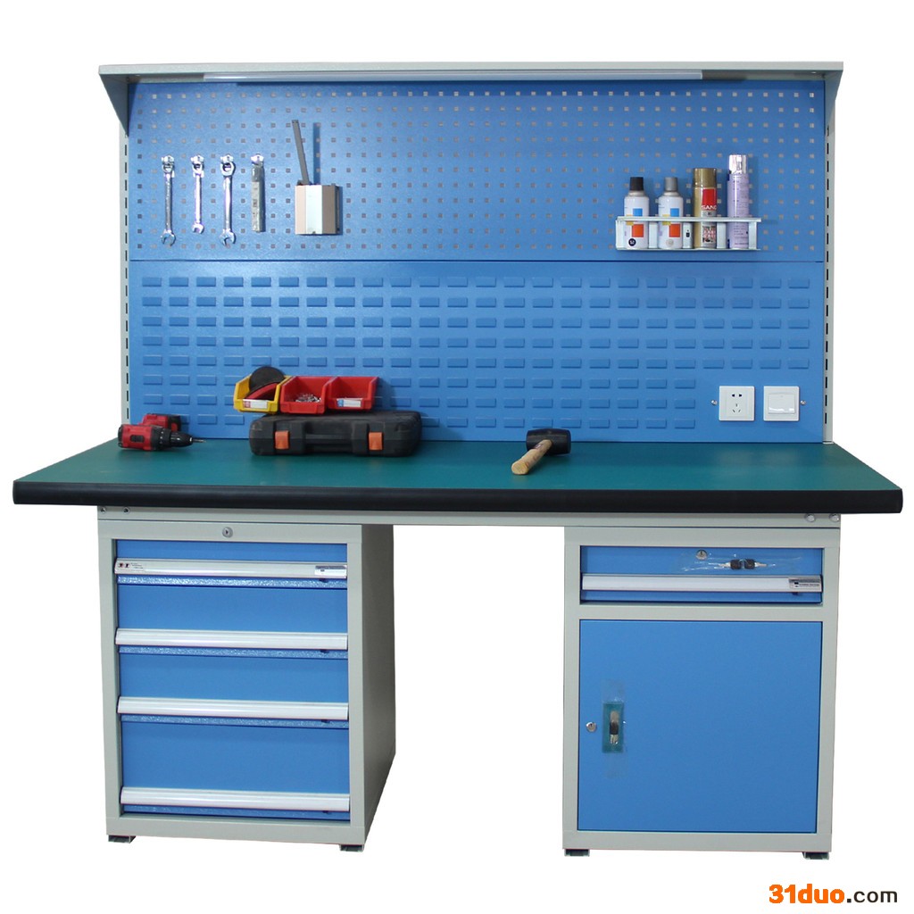 重型防静电工作台 固定虎台钳桌子 车间机械维修多功能钳工台 鸿晟达惠州钳工桌