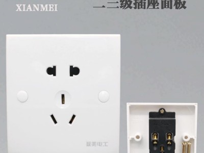 插座  现美插座面板二二三插 开关插座 10A插座面板 多插座7 孔 现美电工
