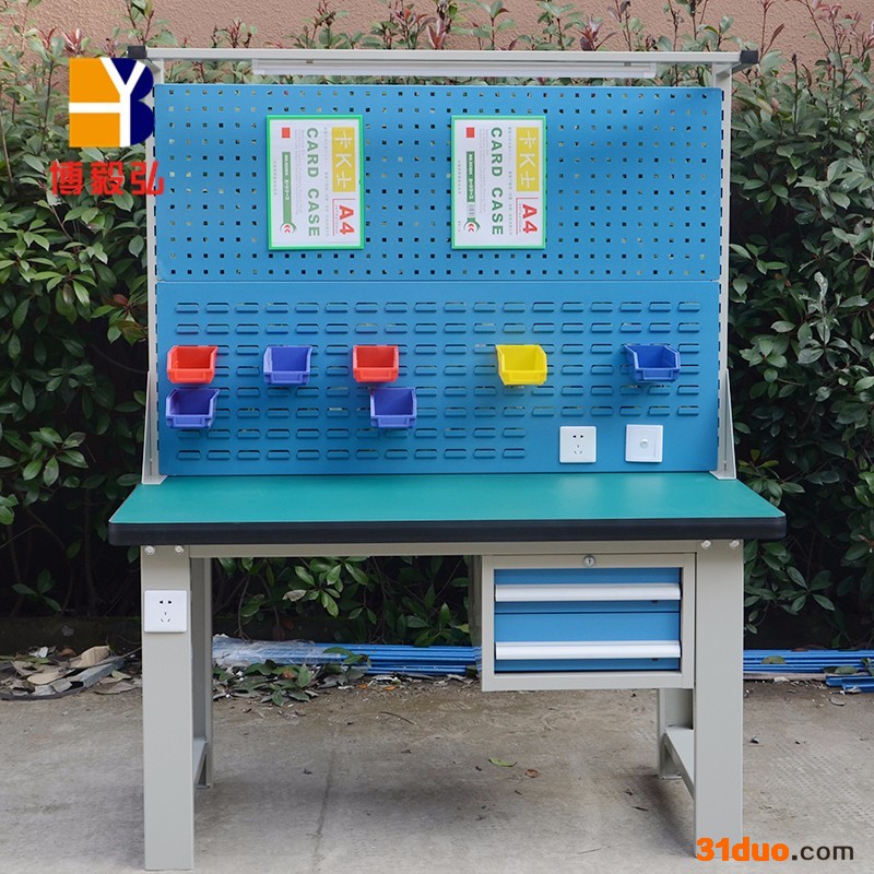 【直销】中山吊柜复合工作台 带挂板抽屉工作台 防静电工作台操作台电子维修台实验室车间装配桌打包裁剪钳工台桌
