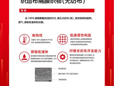 日本进口超细涤纶湿式无纺布隔膜