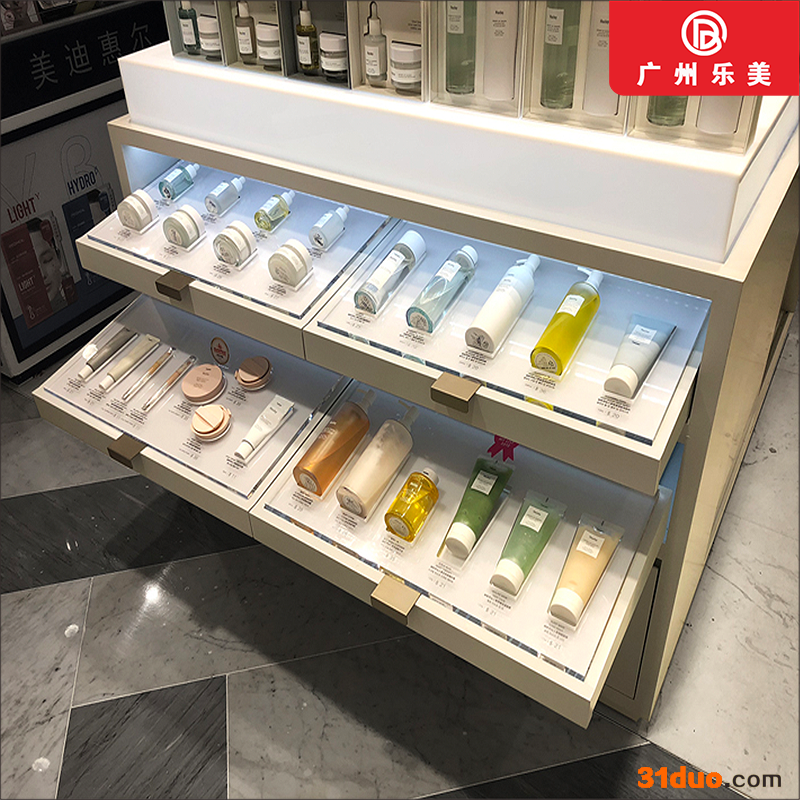 乐美展示LM-HZP-017韩式商场品牌柜台化妆品护肤品陈列摆放柜款式多样来图定制