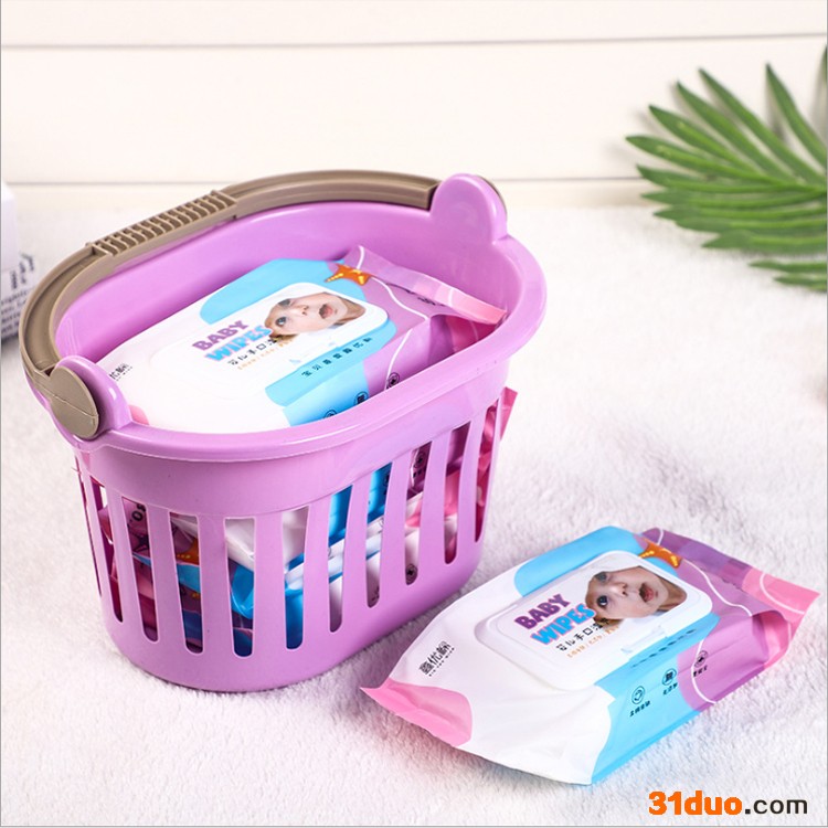 鑫优棉 手口专用湿巾50片*5包 护肤儿童湿巾筐装OEM代加工