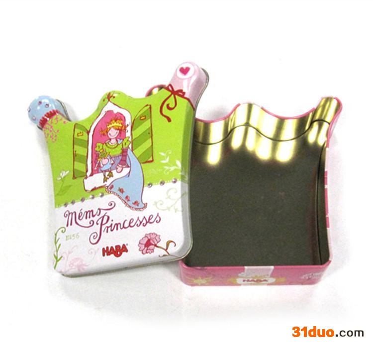 王冠马口铁护肤品金属盒精美卡通饰品收纳盒异形铁盒制造生产厂家