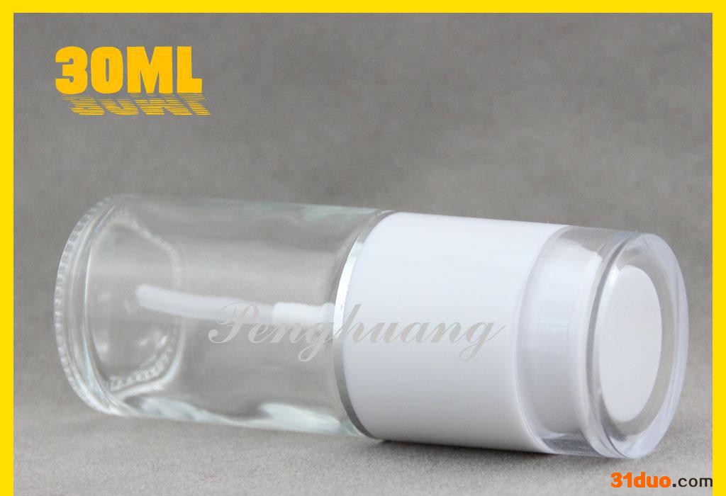 现货化妆品容器 高白料乳液瓶 护肤品瓶30ml 配白色亚克力