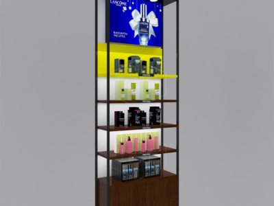 新款化妆品柜台铁木结合货架化妆品背柜护肤品背柜彩妆背柜货架