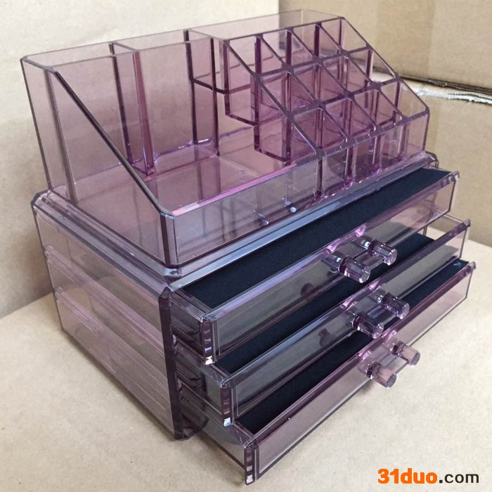 大号透明抽屉式化妆品收纳盒 防尘亚克力护肤彩妆桌面收纳盒   7201  新宇