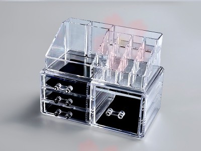 大号透明抽屉式化妆品收纳盒 防尘亚克力护肤彩妆桌面收纳盒 7107