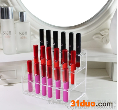 口红收纳盒化妆护肤品透明亚克力唇膏釉彩桌面收纳盒口红格展示架