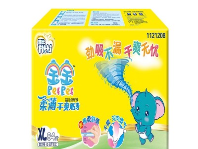 菲比宝宝柔薄干爽贴身纸尿裤电商装大彩箱XL84片