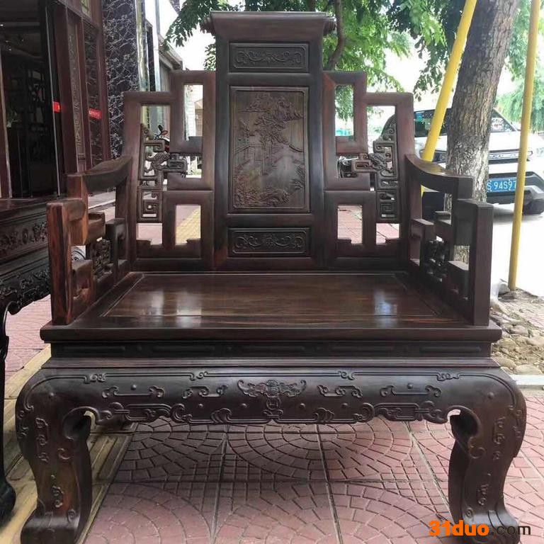 名典 红木家具 实木家具 缅甸花梨 大红酸枝酸枝沙发  大红酸枝卷书沙发十一件套