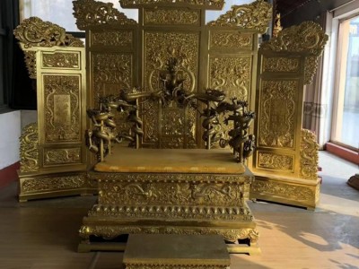 厂家定做铜雕龙椅故宫龙椅帝王椅 家具桌椅沙发摆件 新中式龙椅