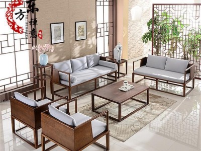 新中式水曲柳全实木酒店布艺沙发组合住宅客厅转角可拆洗禅意家具