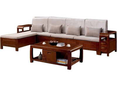 实木茶几家具转角贵妃沙发新中式实木沙发组合 客厅家具一件代发