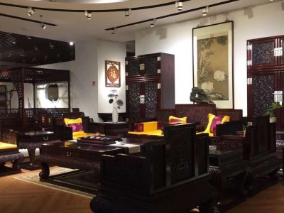 丰一阁 红酸枝雕龙大宝座沙发10件套  厂家 红酸枝雕龙大宝座