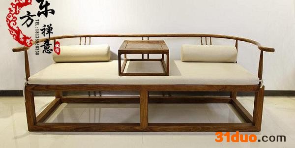 实木沙发组合明清古典原木罗汉床新现代茶楼会所客厅中式禅意家具
