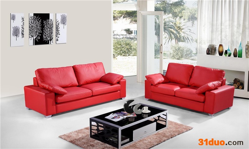 佛山 现代简约小户型休闲沙发 真皮沙发 客厅沙发组合沙发 LZ369