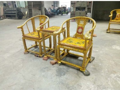 厂家定做景泰蓝桌椅茶几 新中式家具圈椅沙发餐厅纯铜摆放 交椅圈椅太师椅