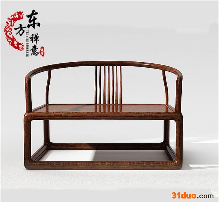 中式实木圈椅 明式复古禅意沙发椅子 现代书房单人扶手靠背太师椅 其他椅、凳、榻