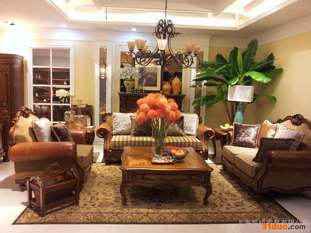 沙发 美式沙发 高端美式沙发 高端美式 皮布结合高端美式沙发