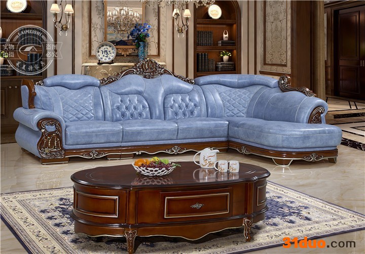 莱美诗沙发708#欧式进口皮沙发客厅组合简约现代皮艺转角小户型沙发 定制沙发