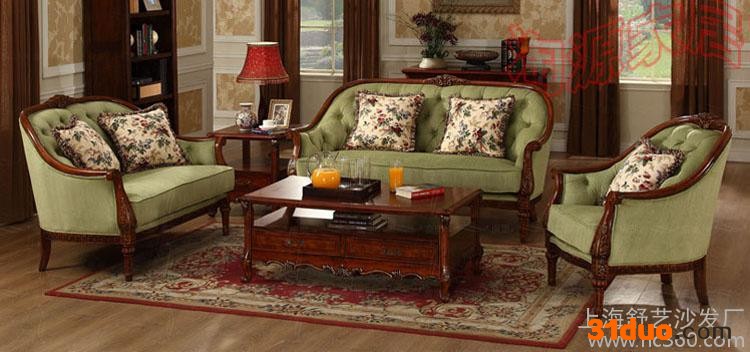 定制\n            欧式沙发美式乡村布艺沙发组合单双三人沙发家具样板房实木沙发