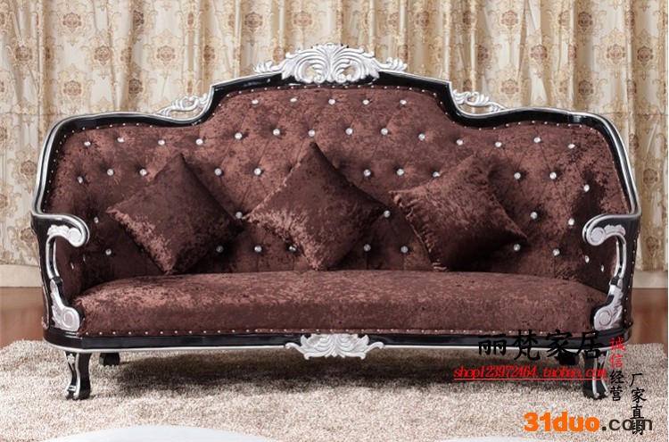 定制\n            欧式沙发 复古实木布艺沙发 样