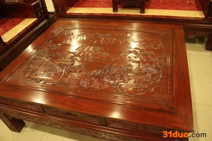 红木沙发/非洲酸枝木锦上添花面雕11件套沙发/实木沙发/组合