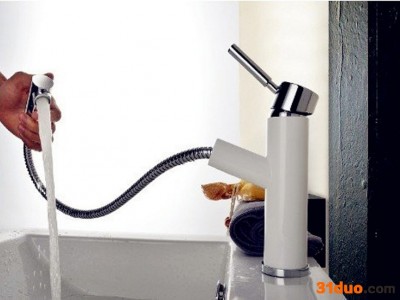 全铜洗脸盆**浴缸水**混水阀 洗头**冷热水**拉伸花洒