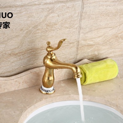 金色水**冷热欧式** 全铜仿古青花瓷台面盆** 二色可选