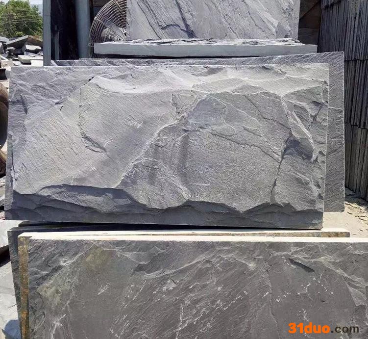 2017新款直销蘑菇石外墙緑色 家装建材石料黑色板岩蘑菇石