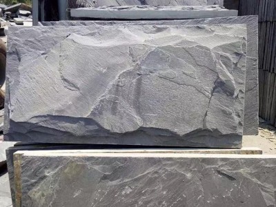 2017新款直销蘑菇石外墙緑色 家装建材石料黑色板岩蘑菇石