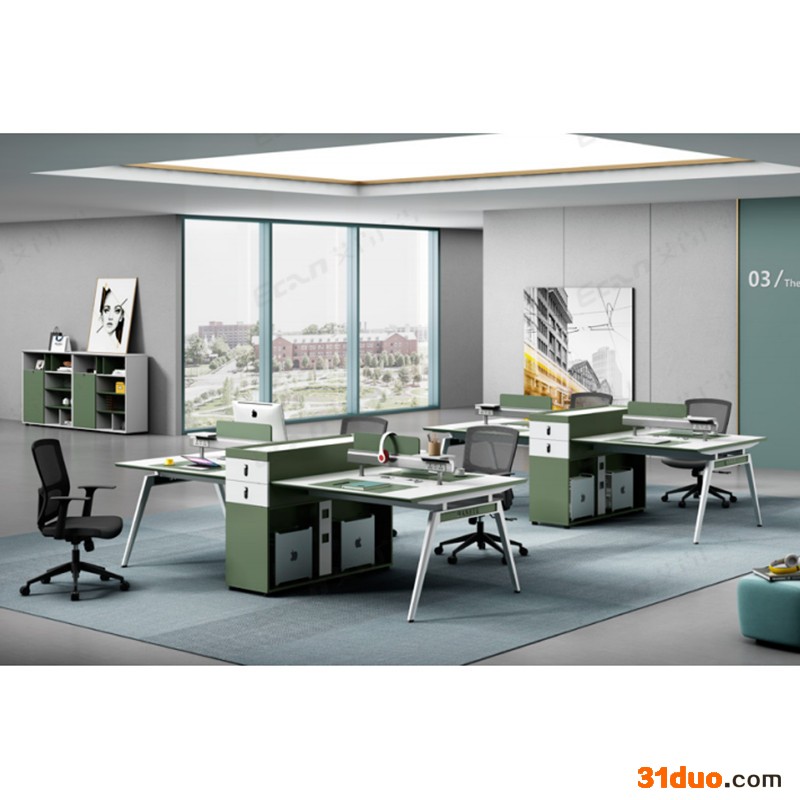 福尧 职员办公桌椅 办公桌厂家 定制办公家具 时尚纯实木办公家具