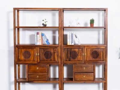 匠木工艺 仿古新中式家具博古架子书柜实木新中式茶叶架子置物古董摆件展示柜茶具客厅收纳 仿古中式家具