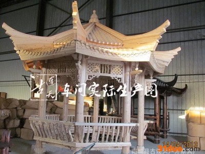 古连天 实木家具 防腐木碳化实木家具 仿古景观美人靠凉亭 防腐木飞檐六角凉亭定制