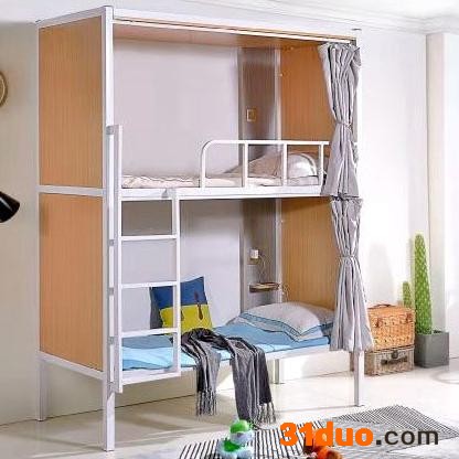 **学生宿舍床厂家 优选光彩家具双层铁床 厂家定制 批发销售 宿舍双人隐私密四周封板闭 双层铁架床上下铺光彩家具