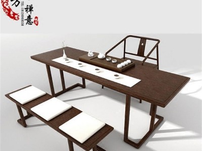 现代简约茶楼家具 喝功夫茶台几新中式仿古禅意实木泡茶桌椅组合