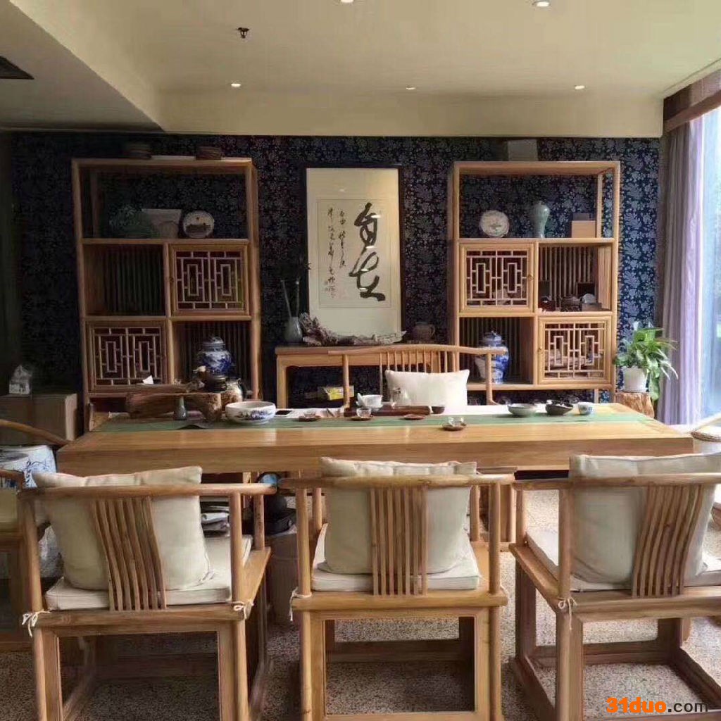 新中式家具老榆木  老榆木家具定制 餐饮实木餐桌 厂家批发