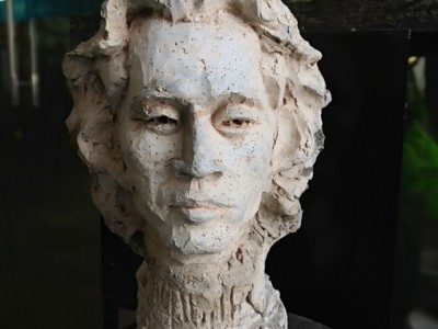 鎏芳DS144写实人物雕像造型石材仿砂岩雕刻头像家具摆件