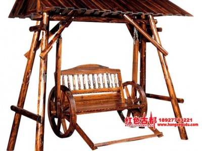 佛山防腐木秋千 双人秋千 酒店户外家具定制 花园秋千