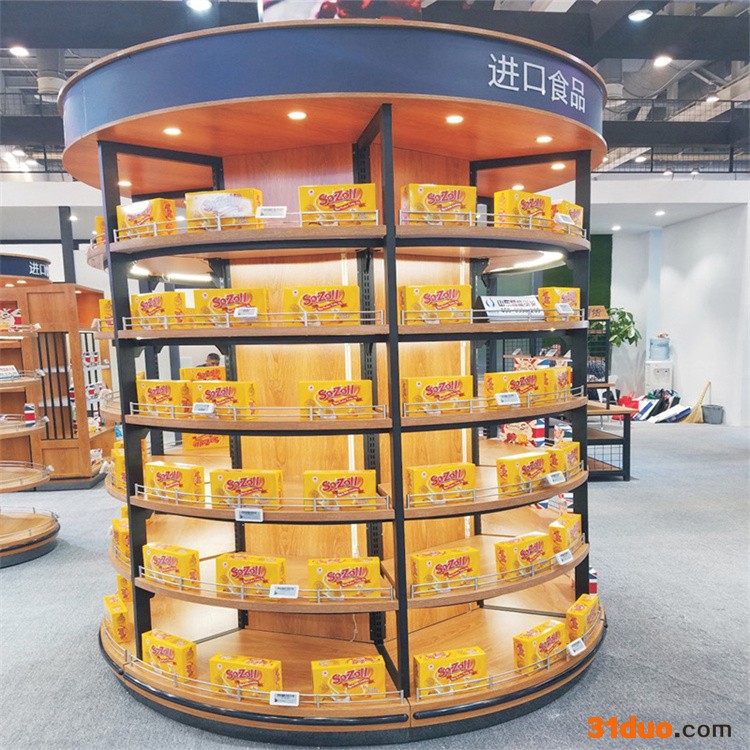 兴力_家具用品店货架_进口食品店货架_钢木展示货架厂家