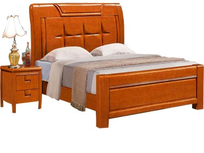 简约现代1.8*2米双人实木床 新中式家庭主卧橡木家具实木大床