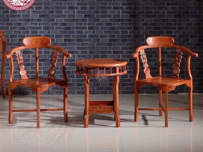 东阳民创红木家具厂中式全实木非洲黄花梨木情人椅三件套阳台椅子