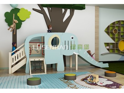 幼儿园家具,室内桦木小博士滑梯-绿森堡 **