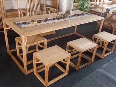 老榆木桌椅价格  老榆木家具白茬 老榆木功夫茶桌 **