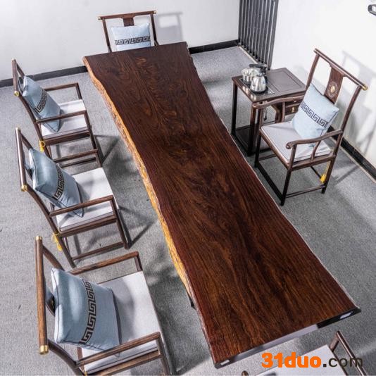 匠木工艺 黑檀（风车木) 大板多功能用桌，实木家具厂家