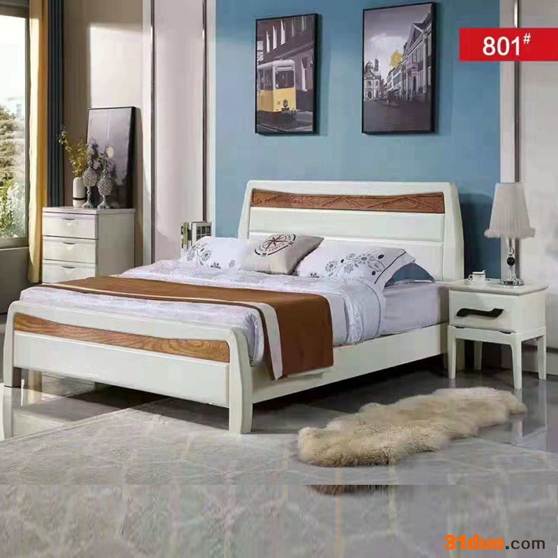 实木家具1.8米双人床橡胶木1.5米混床简约现代时尚