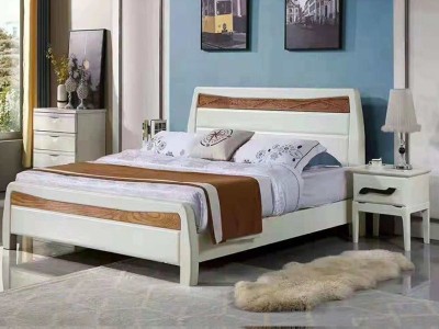 实木家具1.8米双人床橡胶木1.5米混床简约现代时尚